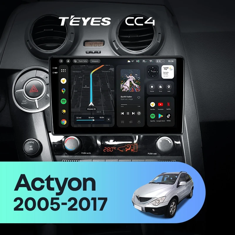 Штатная магнитола Teyes CC4 8/128 SsangYong Actyon Sports (2005-2017)