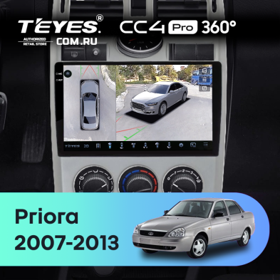 Штатная магнитола Teyes CC4 Pro 360 8/128 LADA Priora 1 (2007-2013) F2 (серебро)