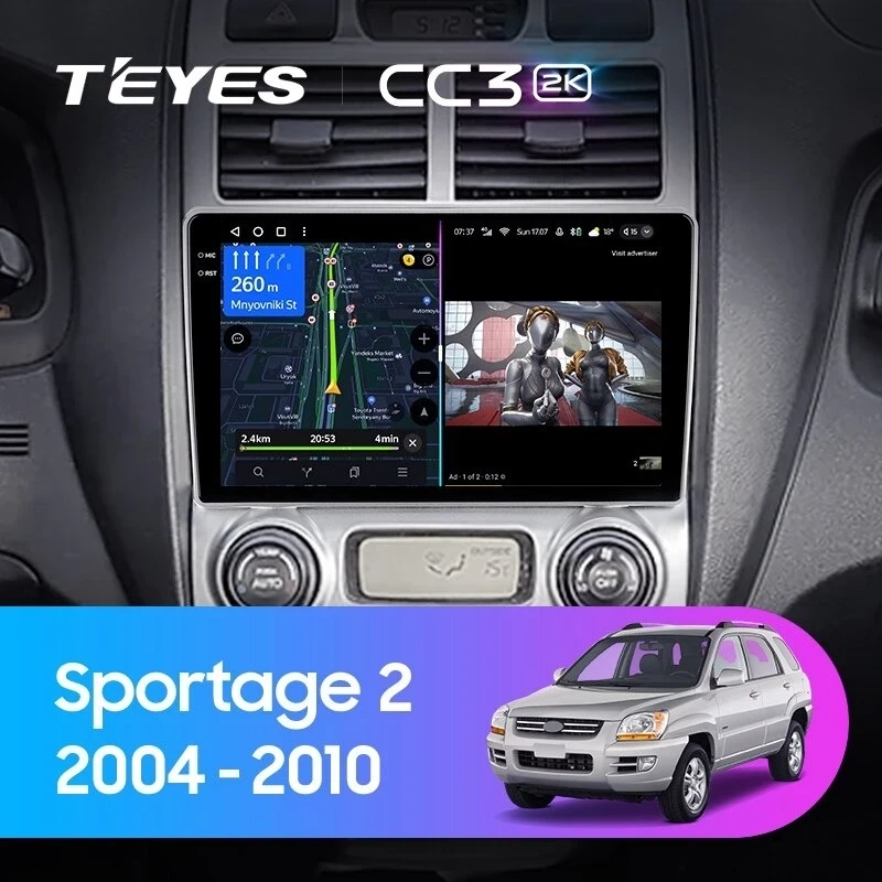 Штатная магнитола Teyes CC3 2K 6/128 Kia Sportage 2 (2004-2010) F1