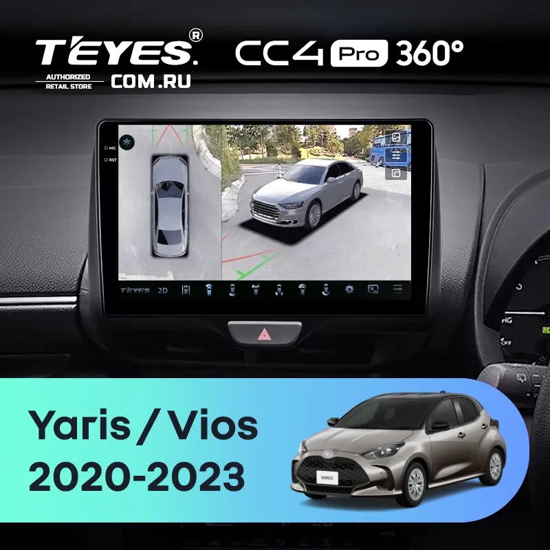 Штатная магнитола Teyes CC4 Pro 360 8/128 Toyota Yaris (2020-2023) Правый руль