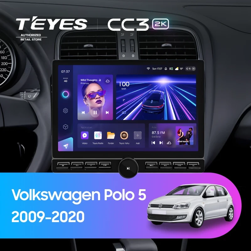 Штатная магнитола Teyes CC3 2K 6/128 Volkswagen Polo 5 (2008-2020) (13" с кнопками) (матовая)