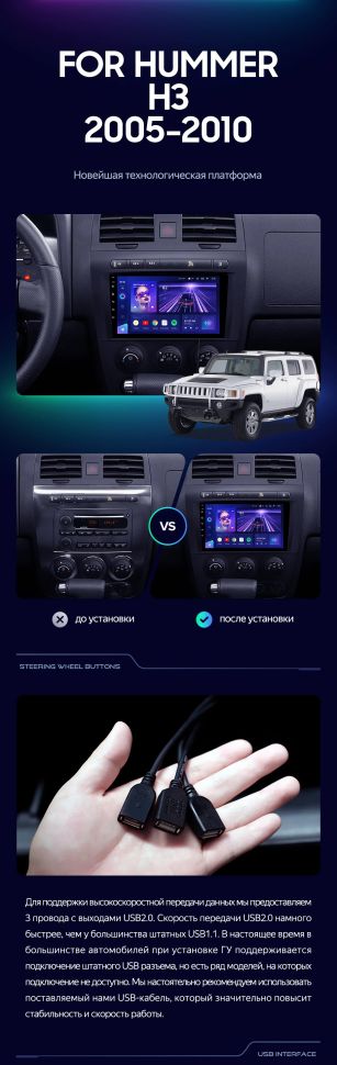 Штатная магнитола Teyes CC3 2K 4/32 Hummer H3 1 (2005-2010)