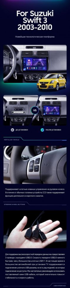 Штатная магнитола Teyes CC3L 4/32 Suzuki Swift 3 (2003-2010)