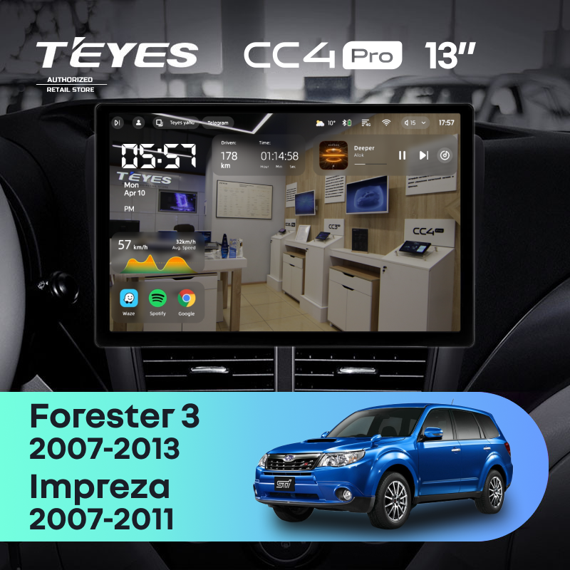 Штатная магнитола Teyes CC4 Pro 8/128 Subaru Forester 3 SH (2007-2013) (13")