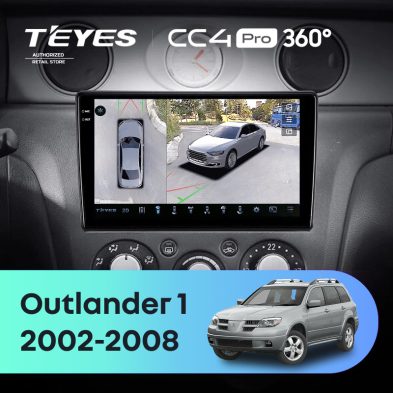 Штатная магнитола Teyes CC4 Pro 360 8/128 Mitsubishi Outlander 1 (2002-2008) F2