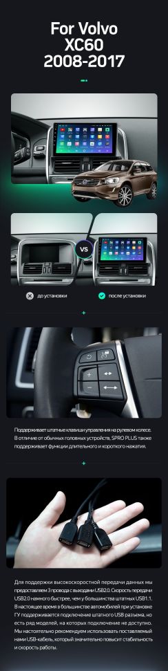 Штатная магнитола Teyes SPRO Plus 6/128 Volvo XC60 I 1 (2008-2017) Тип-A