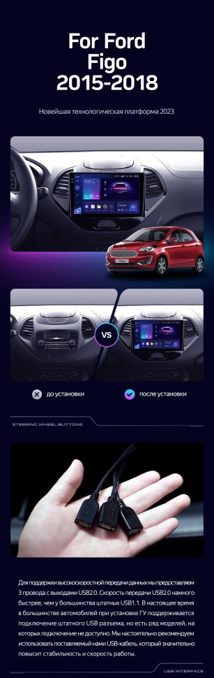 Штатная магнитола Teyes CC3 2K 6/128 Ford Figo (2015-2018)