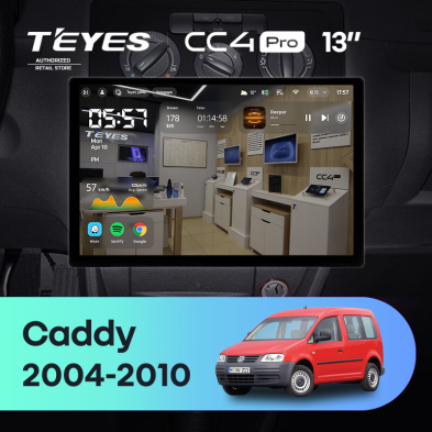 Штатная магнитола Teyes CC4 Pro 8/128 Volkswagen Caddy 2K (2004-2010) (13") (10 inch Universal)