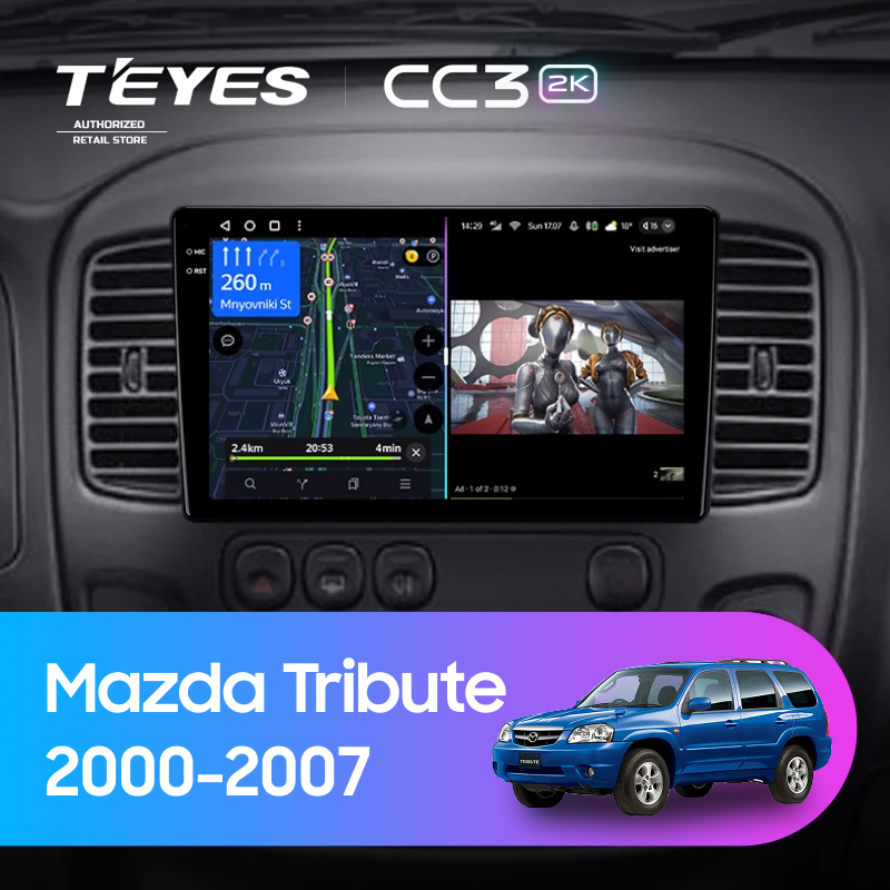Штатная магнитола Teyes CC3 2K 4/32 Mazda Tribute (2000-2007)
