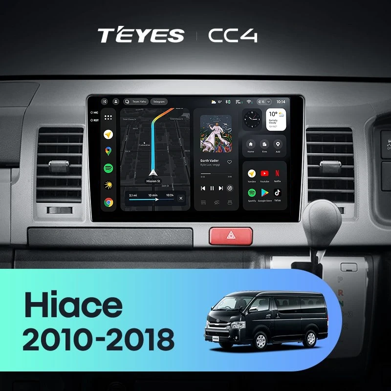 Штатная магнитола Teyes CC4 8/128 Toyota Hiace H200 (2010-2018) Правый руль