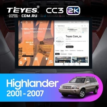 Штатная магнитола Teyes CC3 2K 4/32 Toyota Highlander 1 XU20 (2001-2007) (13")
