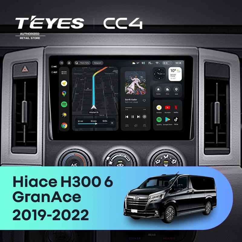Штатная магнитола Teyes CC4 8/128 Toyota Hiace H300 VI (2019-2022) Тип-A
