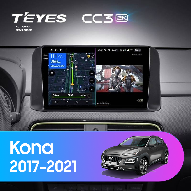 Штатная магнитола Teyes CC3 2K 4/64 Hyundai Kona (2017-2021)