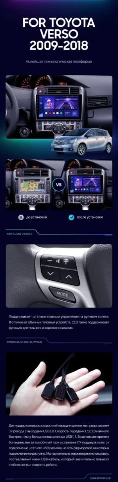 Штатная магнитола Teyes CC3L 4/32 Toyota Verso R20 (2009-2018) F1