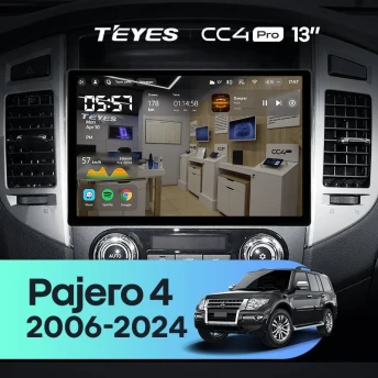 Штатная магнитола Teyes CC4 Pro 8/128 Mitsubishi Pajero 4 V80 V90 (2006-2024) (13")