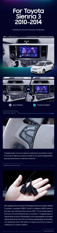 Штатная магнитола Teyes CC3 4/32 Toyota Sienna 3 XL30 (2010-2014)