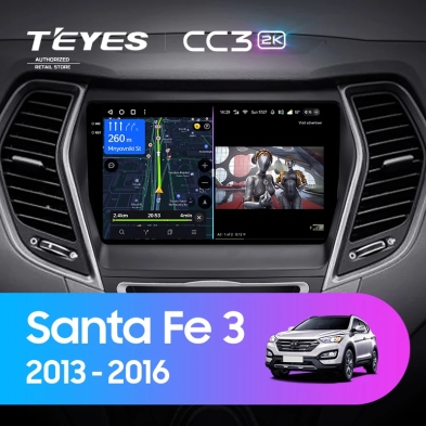 Штатная магнитола Teyes CC3 2K 360 6/128 Hyundai Santa Fe 3 (2013-2016) Тип-B