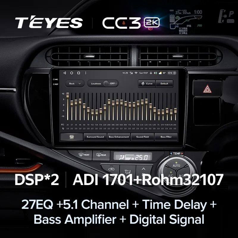 Штатная магнитола Teyes CC3 2K 360 6/128 Toyota Aqua (2011-2017) Правый руль