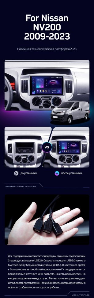 Штатная магнитола Teyes CC3 2K 4/64 Nissan NV200 M20 (2009-2023)