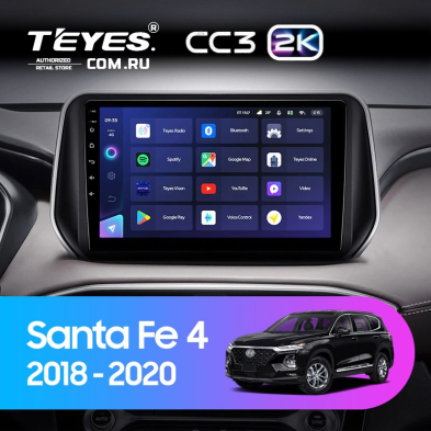 Штатная магнитола Teyes CC3 2K 6/128 Hyundai Santa Fe 4 (2018-2020)