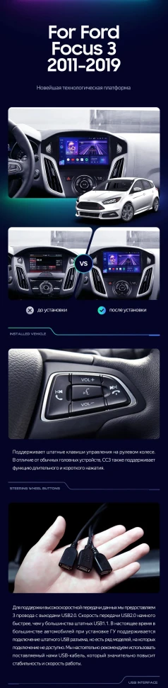 Штатная магнитола Teyes CC3 4/32 Ford Focus 3 (2011-2019)