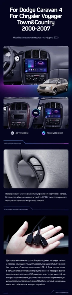 Переходная рамка Dodge Caravan 4 / Chrysler Voyager RG RS / Town &amp; Country RS (2000-2007) Тип-A (10")