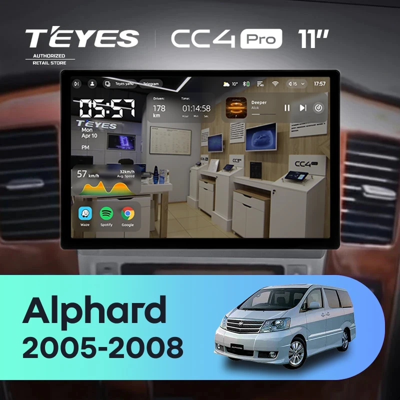 Штатная магнитола Teyes CC4 Pro 8/128 Toyota Alphard 1 H10 (2005-2008) F2 (11")