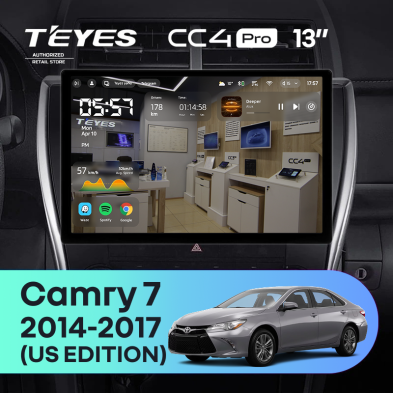Штатная магнитола Teyes CC4 Pro 12/256 Toyota Camry 7 XV 50 55 (2014-2017) (North America) F5 (13")