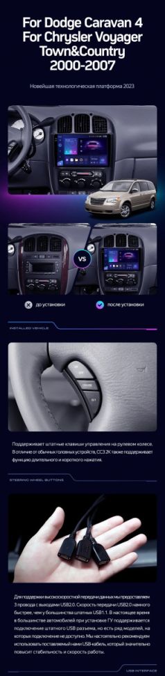 Штатная магнитола Teyes CC3 4/32 Dodge Caravan 4 (2000-2007) Тип-B