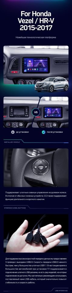 Штатная магнитола Teyes CC3L 4/32 Honda HR-V (2015-2018)