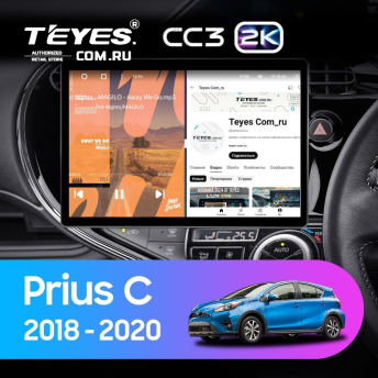 Штатная магнитола Teyes CC3 2K 4/64 Toyota Prius C (2018-2020) Правый руль (13")