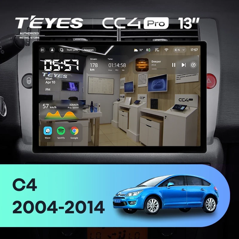Штатная магнитола Teyes CC4 Pro 12/256 Citroen C4 (2004-2014) (13")
