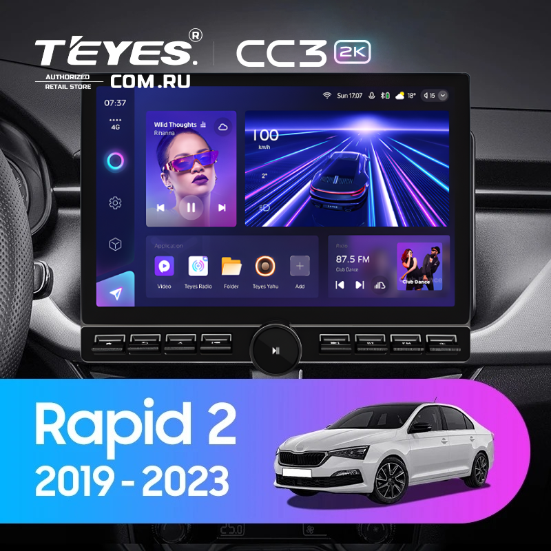 Штатная магнитола Teyes CC3 2K 6/128 Skoda Rapid 2 (2019-2023) (13" с кнопками)