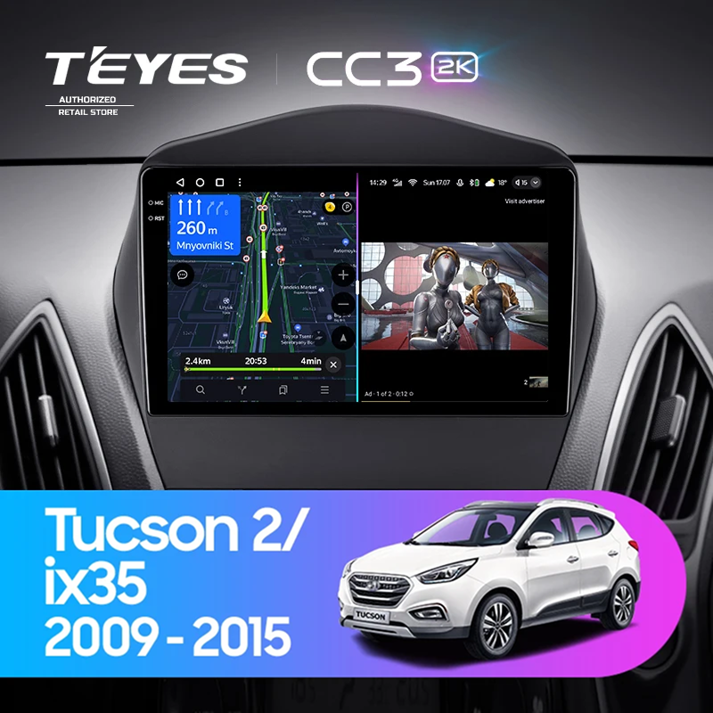 Штатная магнитола Teyes CC3 2K 360 6/128 Hyundai ix35 (2009-2015) (Tucson 2) Тип-C