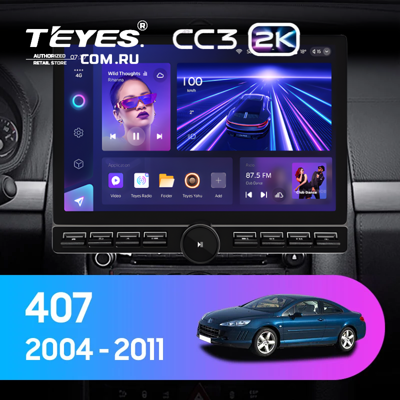 Штатная магнитола Teyes CC3 2K 6/128 Peugeot 407 (2004-2011) F1 (13" с кнопками)