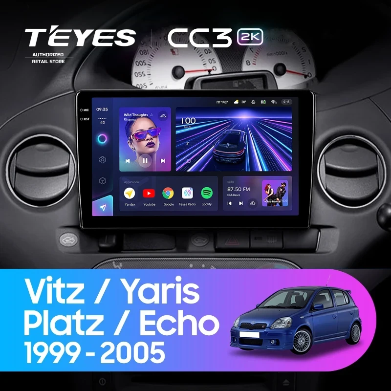 Штатная магнитола Teyes CC3 2K 6/128 Toyota Vitz XP10 (1999-2005) F2