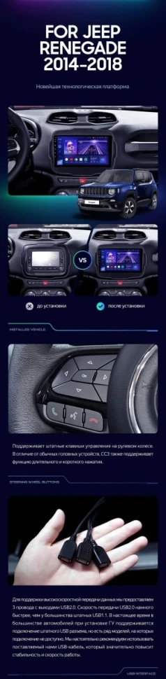 Штатная магнитола Teyes CC3 2K 360 6/128 Jeep Renegade (2014-2018)