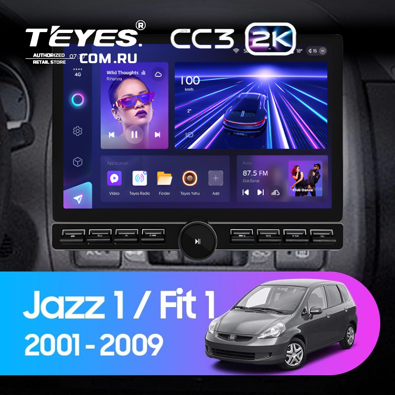 Штатная магнитола Teyes CC3 2K 6/128 Honda Jazz 1 (2001-2009) (13" с кнопками)