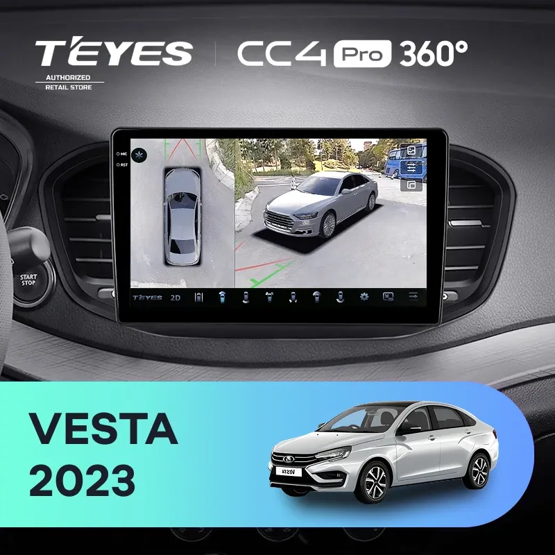Штатная магнитола Teyes CC4 Pro 360 8/128 Lada Vesta 2023+ F2 Тип-B