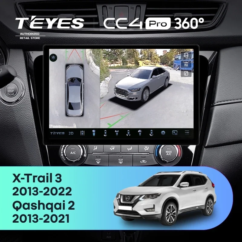 Штатная магнитола Teyes CC4 Pro 360 12/256 Nissan Qashqai 2 (2013-2021) F2 Тип-AВ (11")