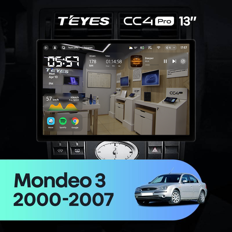 Штатная магнитола Teyes CC4 Pro 8/128 Ford Mondeo 3 (2000-2007) F1 (13")