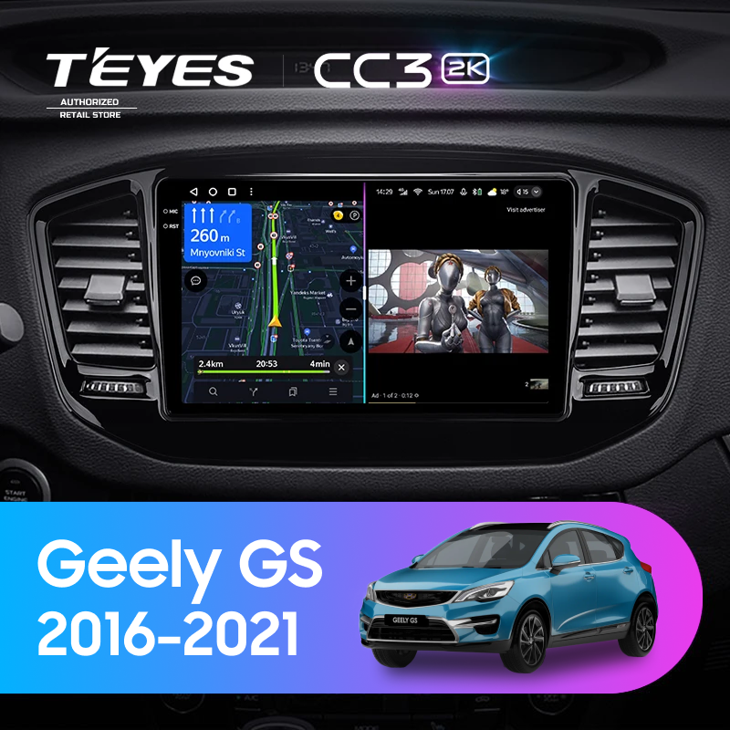 Штатная магнитола Teyes CC3 2K 4/32 Geely GS (2016-2021)