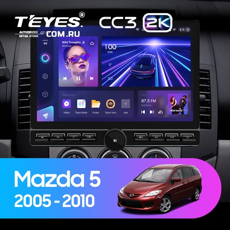 Штатная магнитола Teyes CC3 2K 6/128 Mazda 5 2 CR (2005-2010) (13" с кнопками)