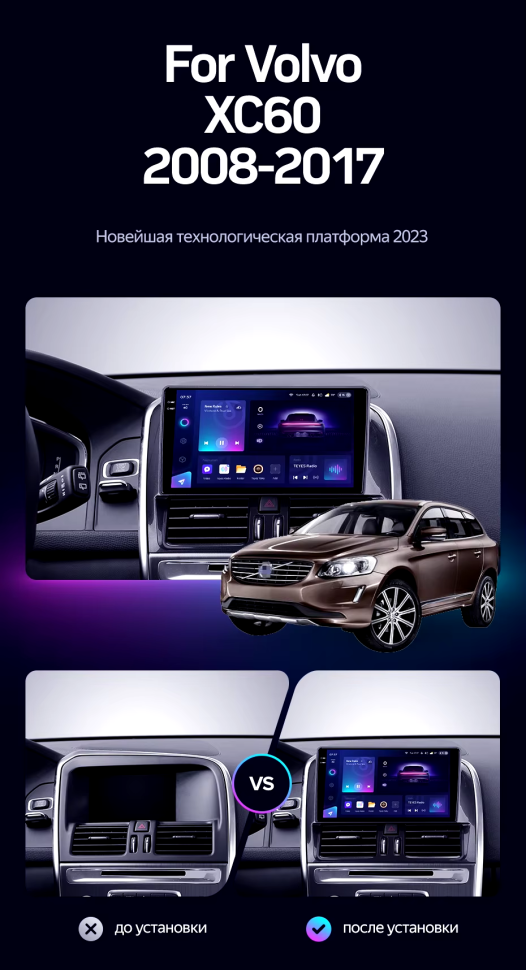 Штатная магнитола Teyes CC3 2K 360 6/128 Volvo XC60 I 1 (2013-2017) Тип-B