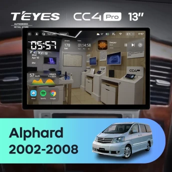 Штатная магнитола Teyes CC4 Pro 8/128 Toyota Alphard 1 H10 (2002-2005) F1 (13")