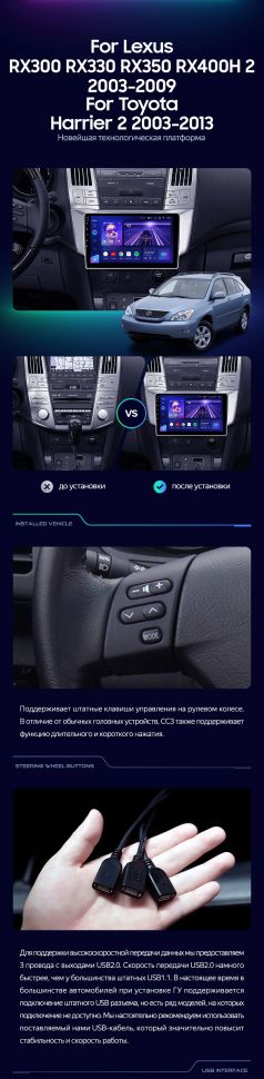 Штатная магнитола Teyes CC3 4/32 Lexus RX300 RX330 RX350 RX400H (2003-2009)