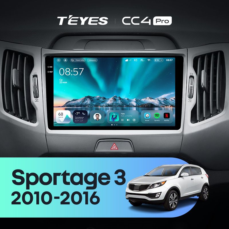 Штатная магнитола Teyes CC4 Pro 8/128 Kia Sportage 3 SL (2010-2016) Тип-A