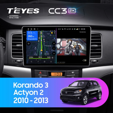 Штатная магнитола Teyes CC3 2K 360 6/128 SsangYong Korando 3 Actyon 2 (2010-2013)