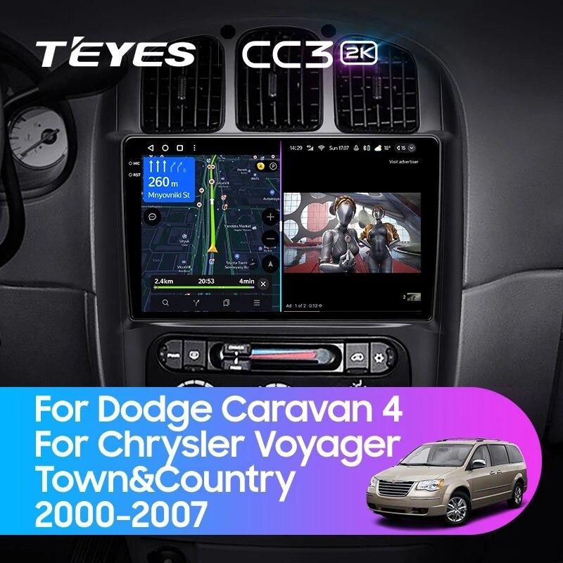 Штатная магнитола Teyes CC3 2K 6/128 Chrysler Town &amp; Country 4 RS (2000-2007) Тип-A