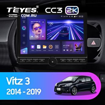 Штатная магнитола Teyes CC3 2K 6/128 Toyota Vitz III XP130 (2014-2019) Правый руль (13" с кнопками)
